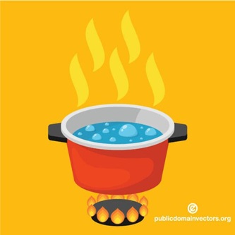 A pot full of water boiling over a stove burner.